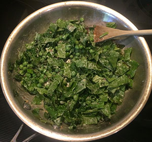 Pea Salad with Sorrel and Garlic Scapes